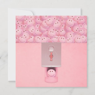 Carte de voeux Plat Machine Gumball Rose