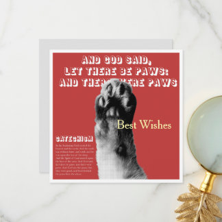 Carte de voeux plat Paw Cat