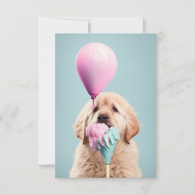 Carte de voeux plat pour chien d'or de l'extracteu (Devant)