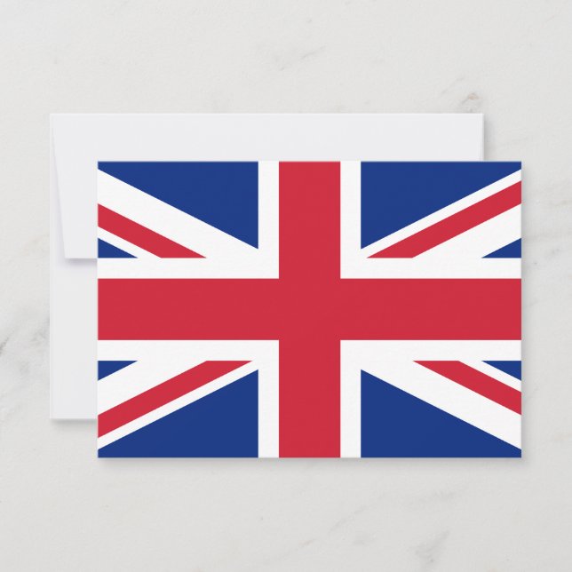 Carte de voeux plate blanche à drapeau Union Jack (Devant)