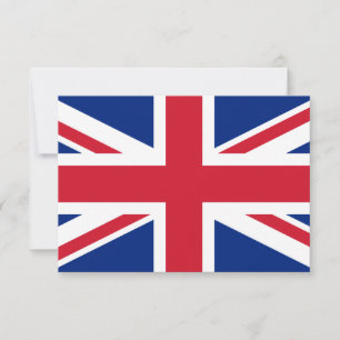 Carte de voeux plate blanche à drapeau Union Jack