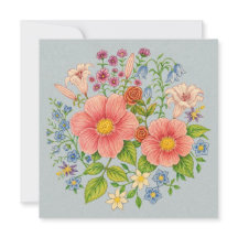Carte de vœux plate Bouquet de fleurs sauvages