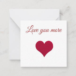 Carte de vœux plate cœur rouge Amour toi plus