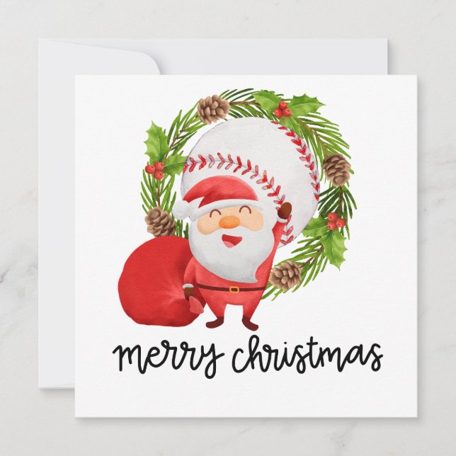 Carte de vœux plate de fêtes avec le Père Noël jou (Devant)