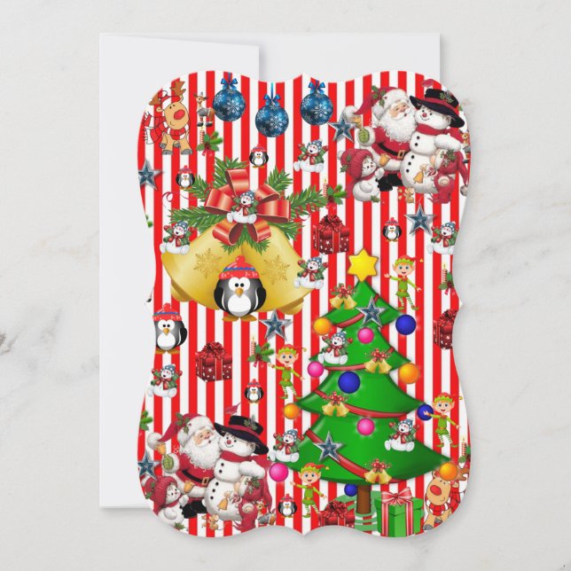 Carte de vœux plate de Noël, Bonhomme de neige Man (Devant)