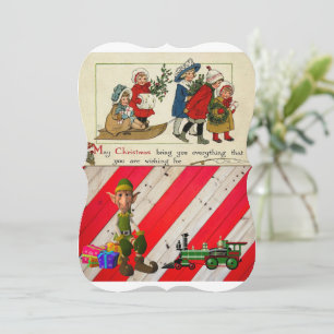 Carte de vœux plate de Noël, Elf