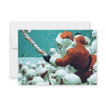 Carte de vœux plate de Père Noël contre bonhommes