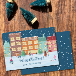 Carte de vœux plate de vacances de Noël à la veill
