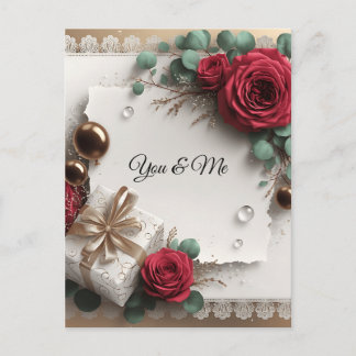 Carte de vœux plate élégante « Toi & Moi » en or c