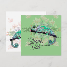 Carte de vœux plate peinte au caméléon élégant