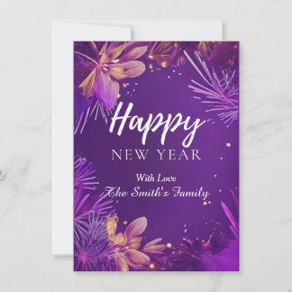 Carte de vœux plate pour le Nouvel An avec fleur v