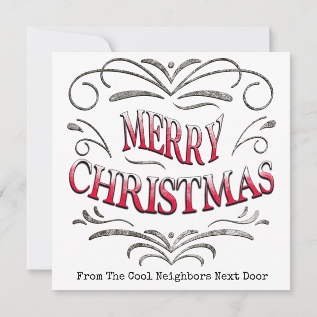 Carte de vœux plate pour un joyeux Noël aux voisin (Devant)