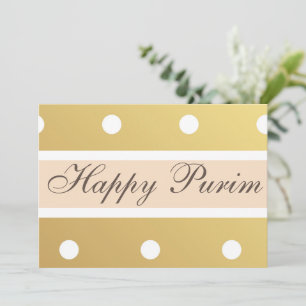 Carte de vœux plate Purim joyeuse pois dorés