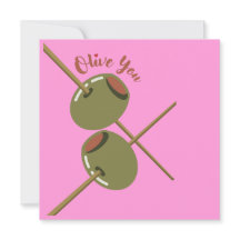 Carte de vœux plate rose mignonne Olive You