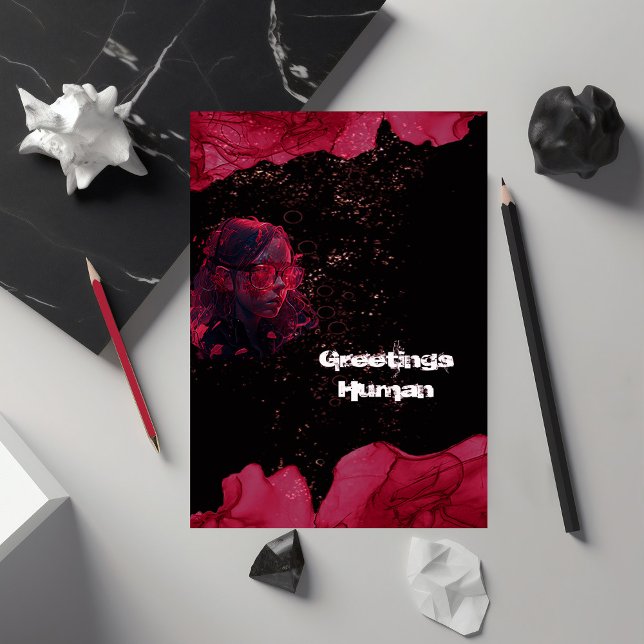 Carte de vœux plate rouge et noir à l'aquarelle (Créateur téléchargé)