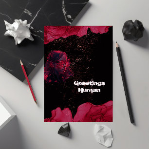 Carte de vœux plate rouge et noire aquarelle