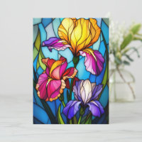 Carte de vœux plate vierge avec Iris en verre tein