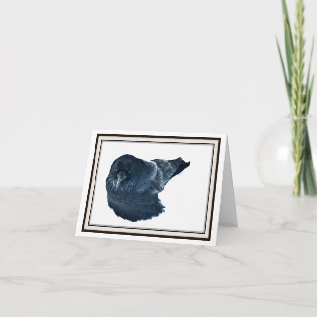 Carte de voeux pliante - Corbeau en hiver (Devant)