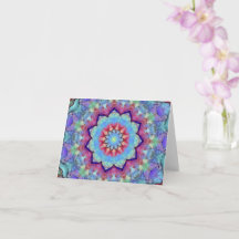 Carte de voeux pliée à la Fleur Arc-en-ciel Mandal
