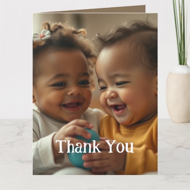 Carte de vœux pliée Ajouter deux photos et texte (Devant)