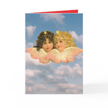 Carte de voeux pliée ANGELS VINTAGES DOUCES DANS L