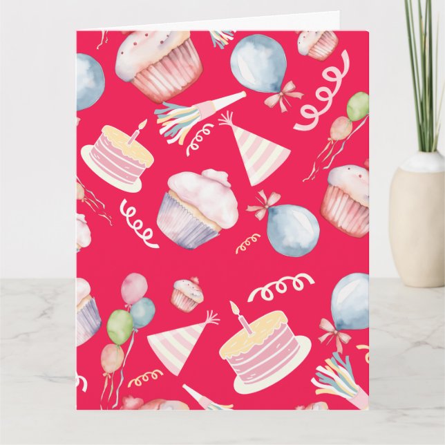 Carte de voeux pliée Anniversaire blanche (Devant)