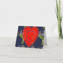 CARTE DE VOEUX PLIÉE AVEC ART ORIGINAL DU COEUR