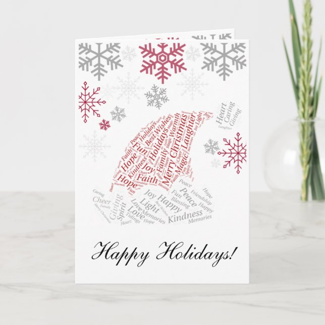 Carte de vœux pliée avec chapeau de Père Noël et f (Devant)