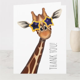 Carte de vœux pliée avec girafe merci