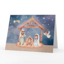 Carte de voeux pliée avec illustration de la nativ