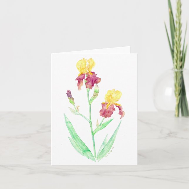 Carte de voeux pliée avec peinture à l'aquarelle (Devant)