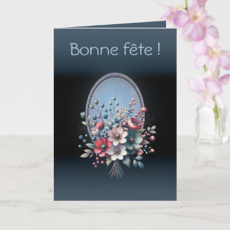 Carte de voeux pliée Azur fleuri Karte