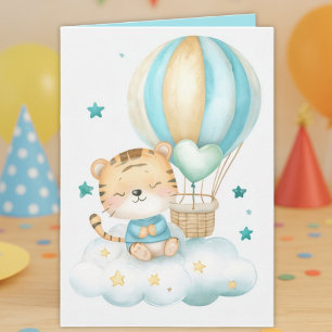 Carte de vœux pliée bébé tigre aquarelle