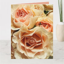 Carte de vœux pliée Bouquet de Pêche Abricot Rose