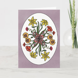 Carte de vœux pliée Bouquet de Pensées Jonquilles