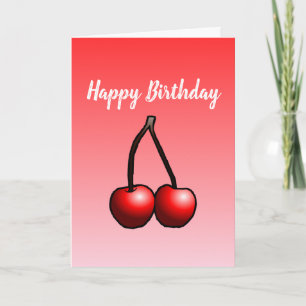 Carte de vœux pliée Cerises pour anniversaire