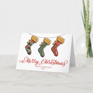 Carte de vœux pliée Chaussette de Noël
