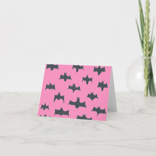 Carte de vœux pliée chauves-souris Halloween rose 
