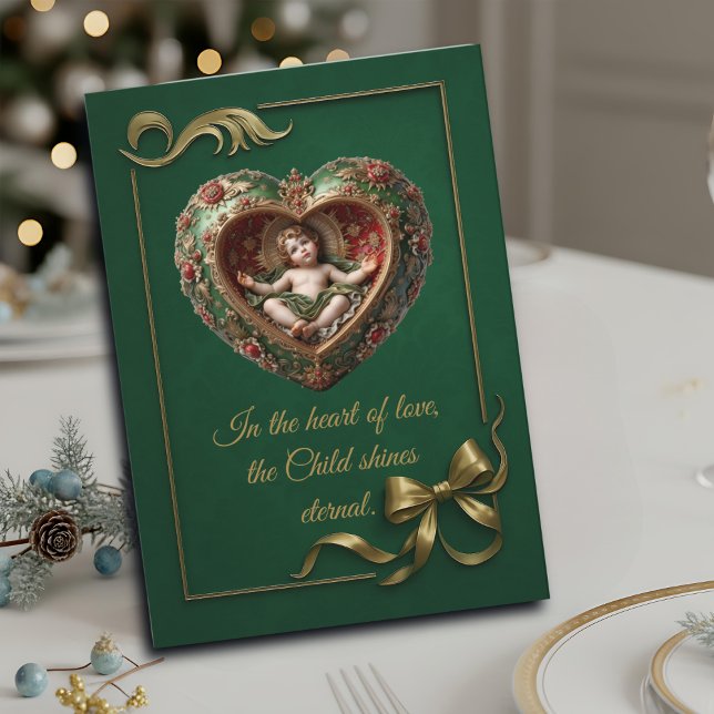 Carte de vœux pliée Cœur de l'Enfant Divin (Créateur téléchargé)