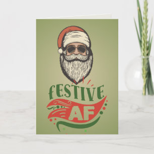Carte de vœux pliée Cool Rétro Père Noël Personnal