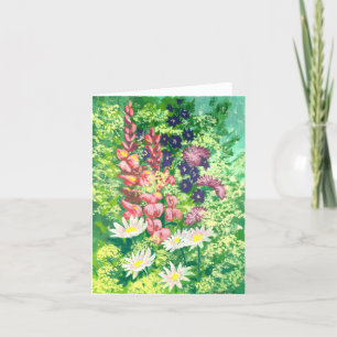 Carte de voeux pliée couleur fleurs du jardin