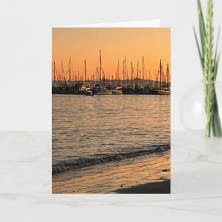 Carte de vœux pliée de coucher de soleil à Santa B