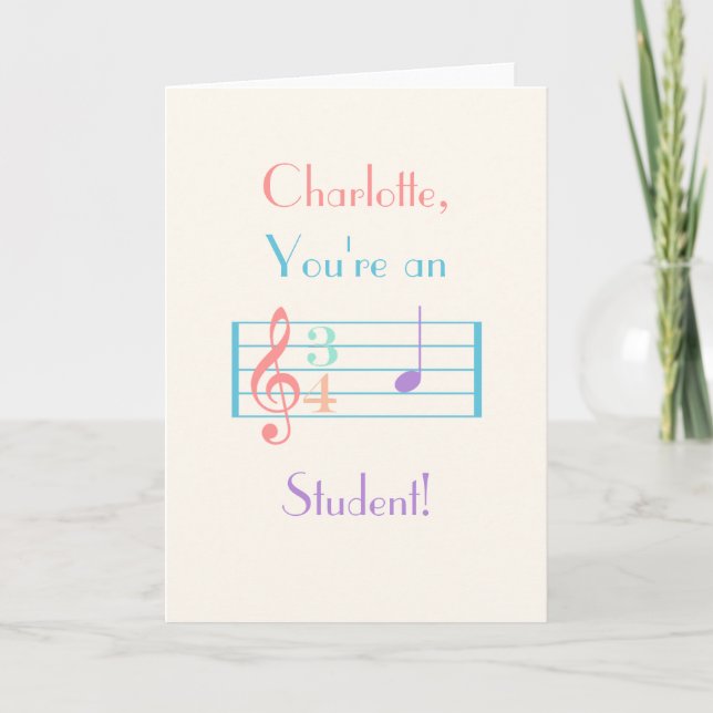 Carte de voeux pliée de l'étudiant en musique (Devant)