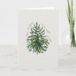Carte de vœux pliée de Noël arbre pin