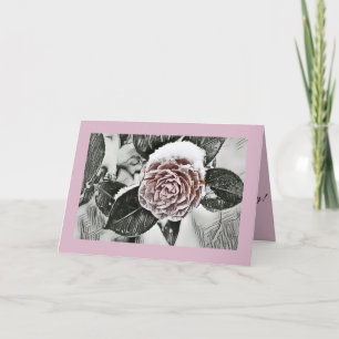 Carte de voeux pliée de Rose givré à neige