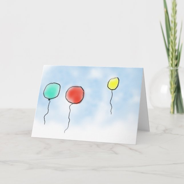 Carte de voeux pliée des ballons d'avril (Devant)
