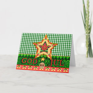 Carte de voeux pliée Dieu Noël scandinave 1