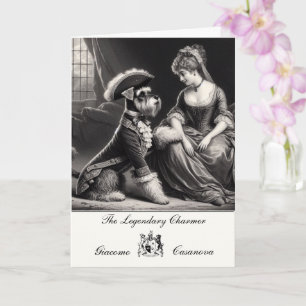 Carte de vœux pliée drôle de Casanova Schnauzer