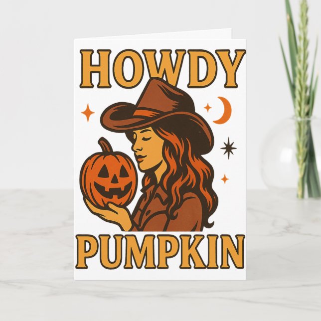 Carte de voeux pliée du Citrouille Howdy (Devant)