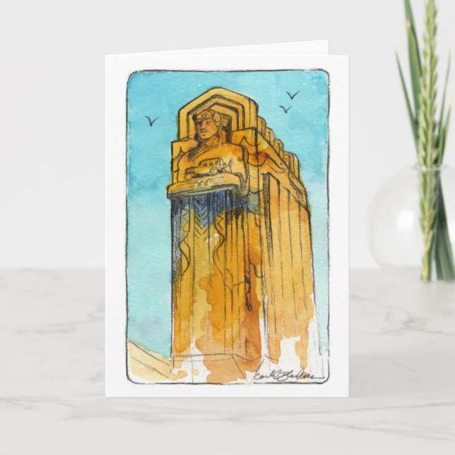 Carte de voeux pliée du gardien de la circulation (Devant)